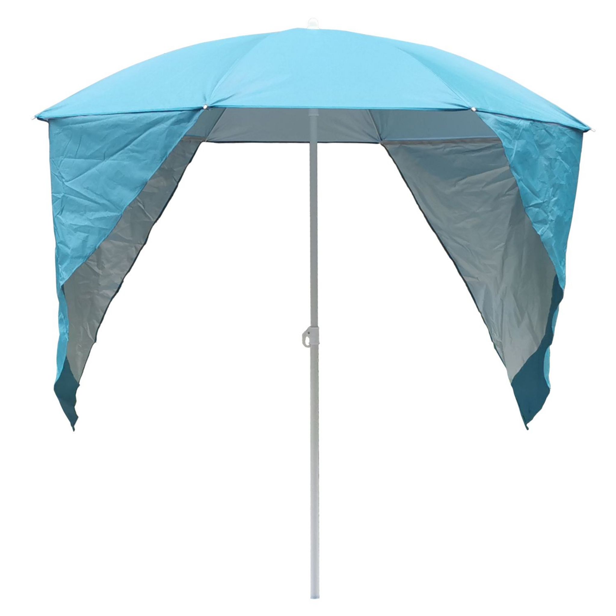 Voir la diapositive 1 : GARDENSTAR Parasol de plage et abri de D1.8m- Acier et polyester - Azur