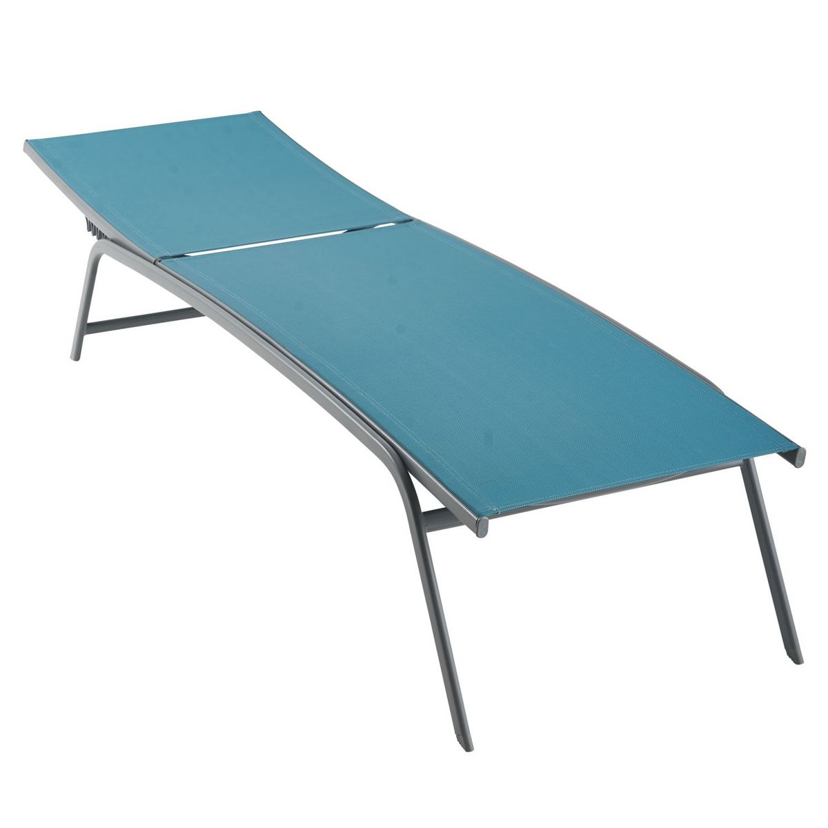 GARDENSTAR Bain de soleil multi-positions - Textilène et acier - Bleu