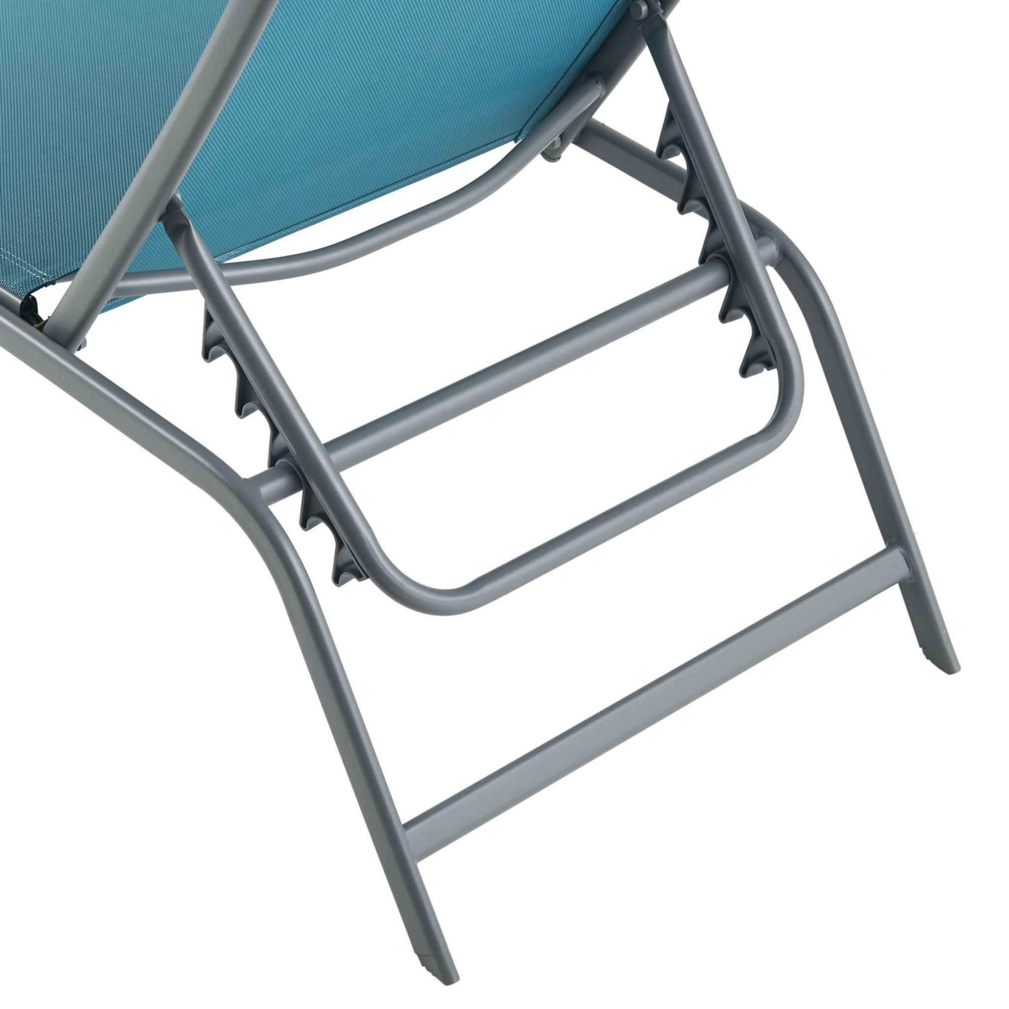 Voir la diapositive 5 : GARDENSTAR Bain de soleil multi-positions - Textilène et acier - Bleu