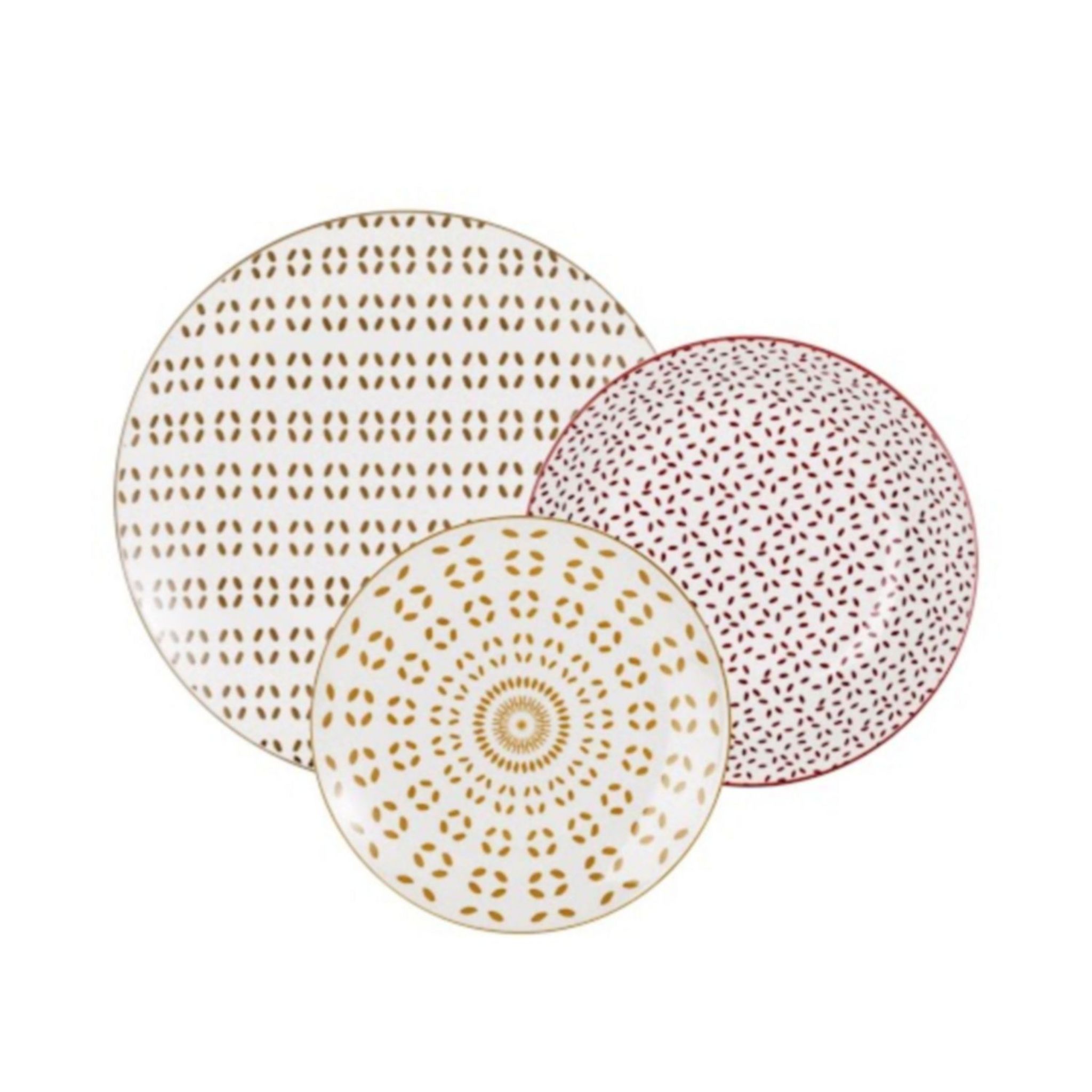 Voir la diapositive 2 : ACTUEL Service d'assiettes 18 pièces en porcelaine PRINT TERRA