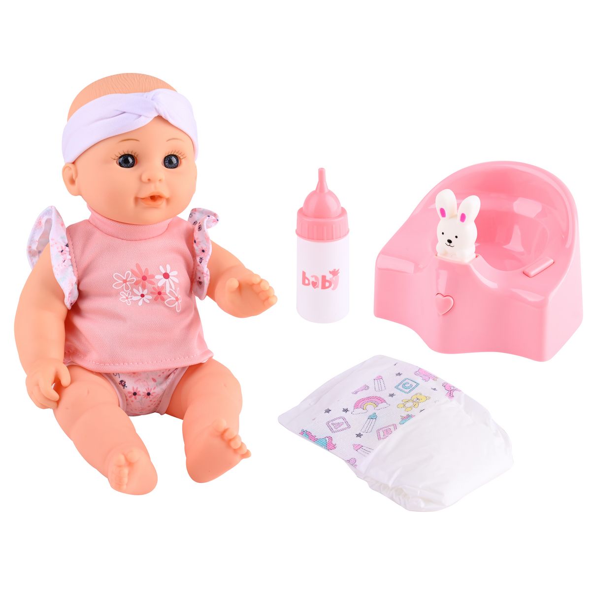 ONE TWO FUN Poupée Bébé Léa fait pipi et accessoires