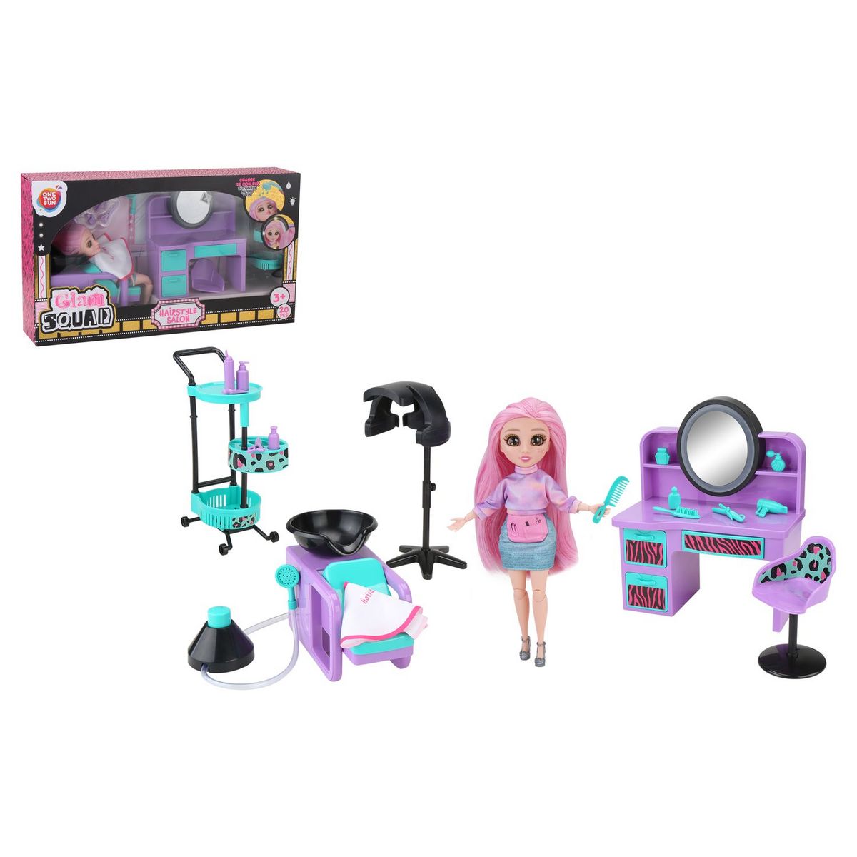 ONE TWO FUN Set Mon salon de coiffure Glam Squad