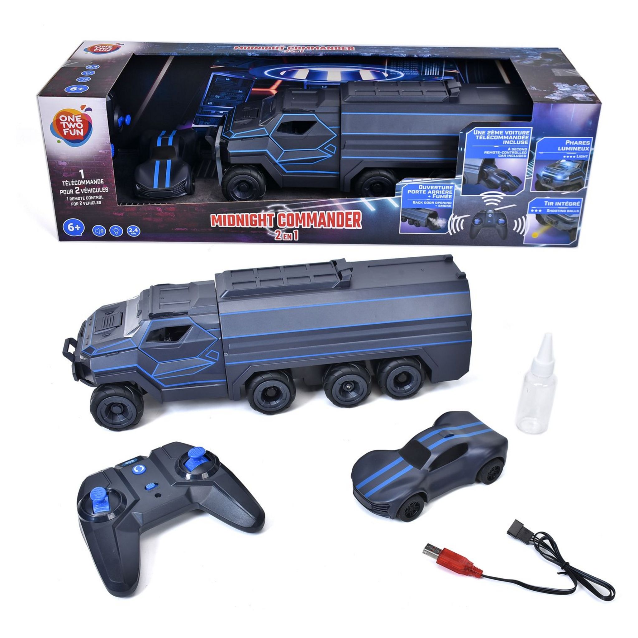 Voir la diapositive 3 : ONE TWO FUN Véhicule RC Camion Midnight Commander 2 en 1