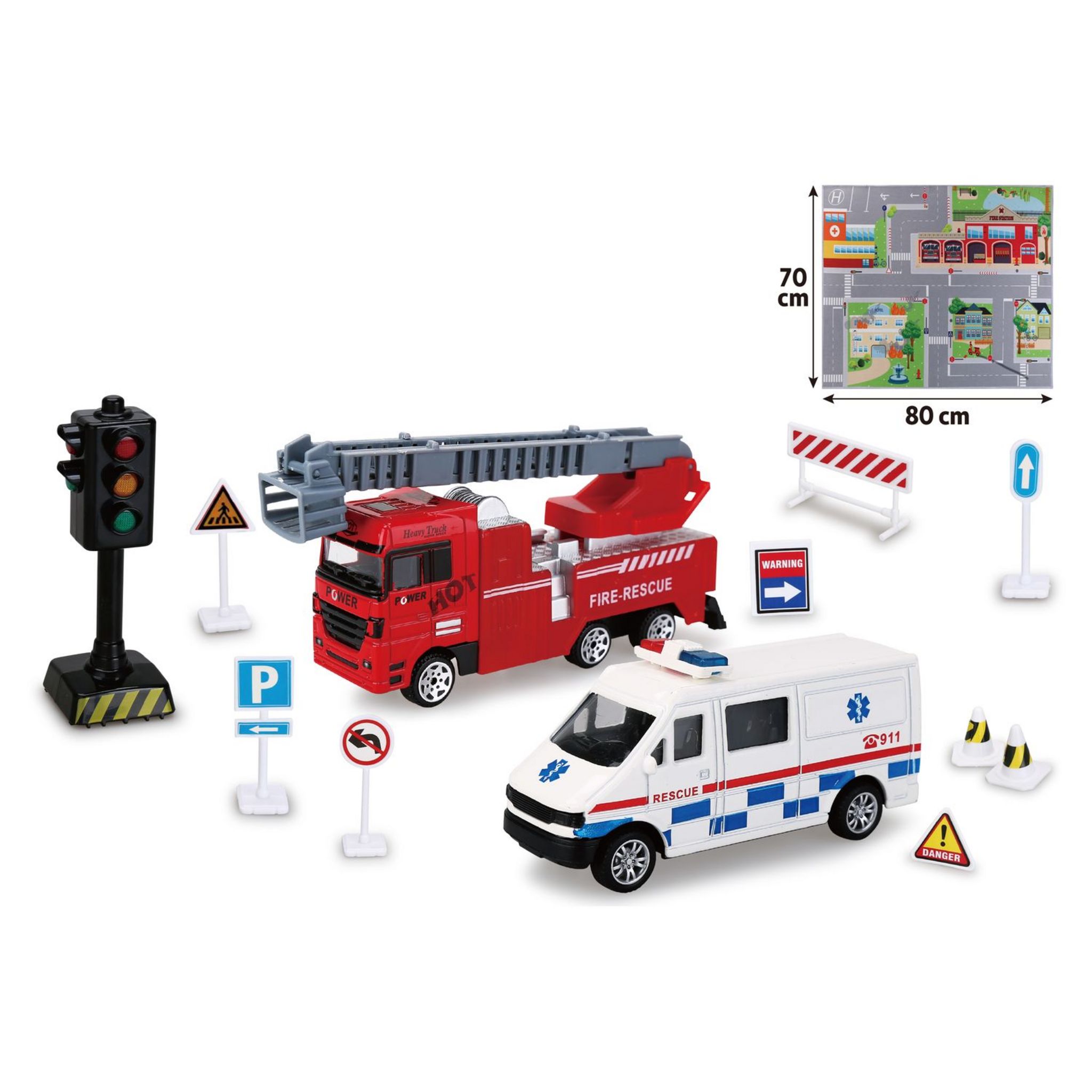 Voir la diapositive 4 : ONE TWO FUN Ensemble Tapis et véhicules de pompier et ambulances