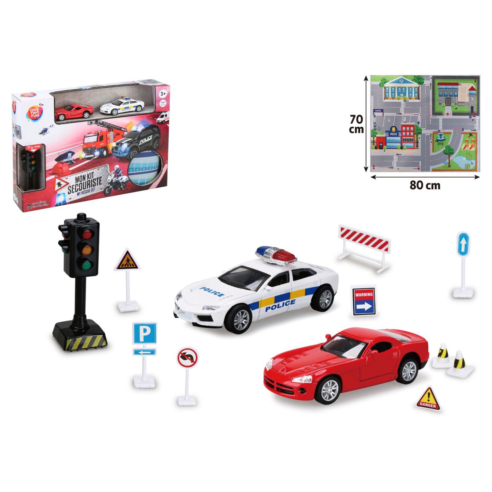 Voir la diapositive 2 : ONE TWO FUN Tapis et véhicules de police