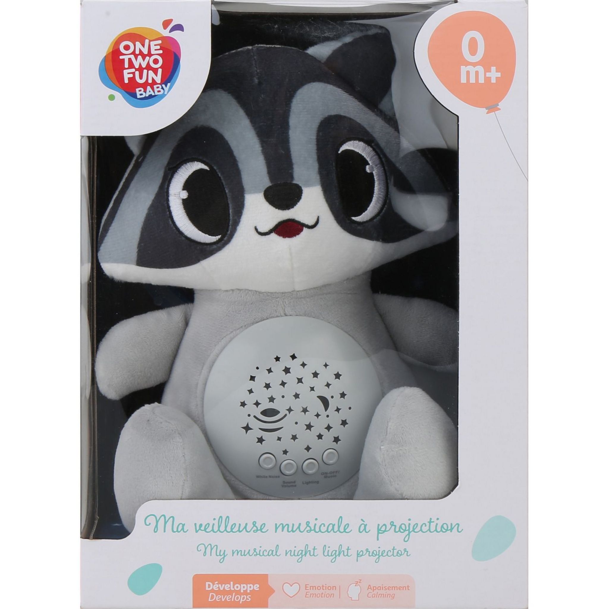 Voir la diapositive 2 : ONE TWO FUN Peluche projecteur Nuit Animaux