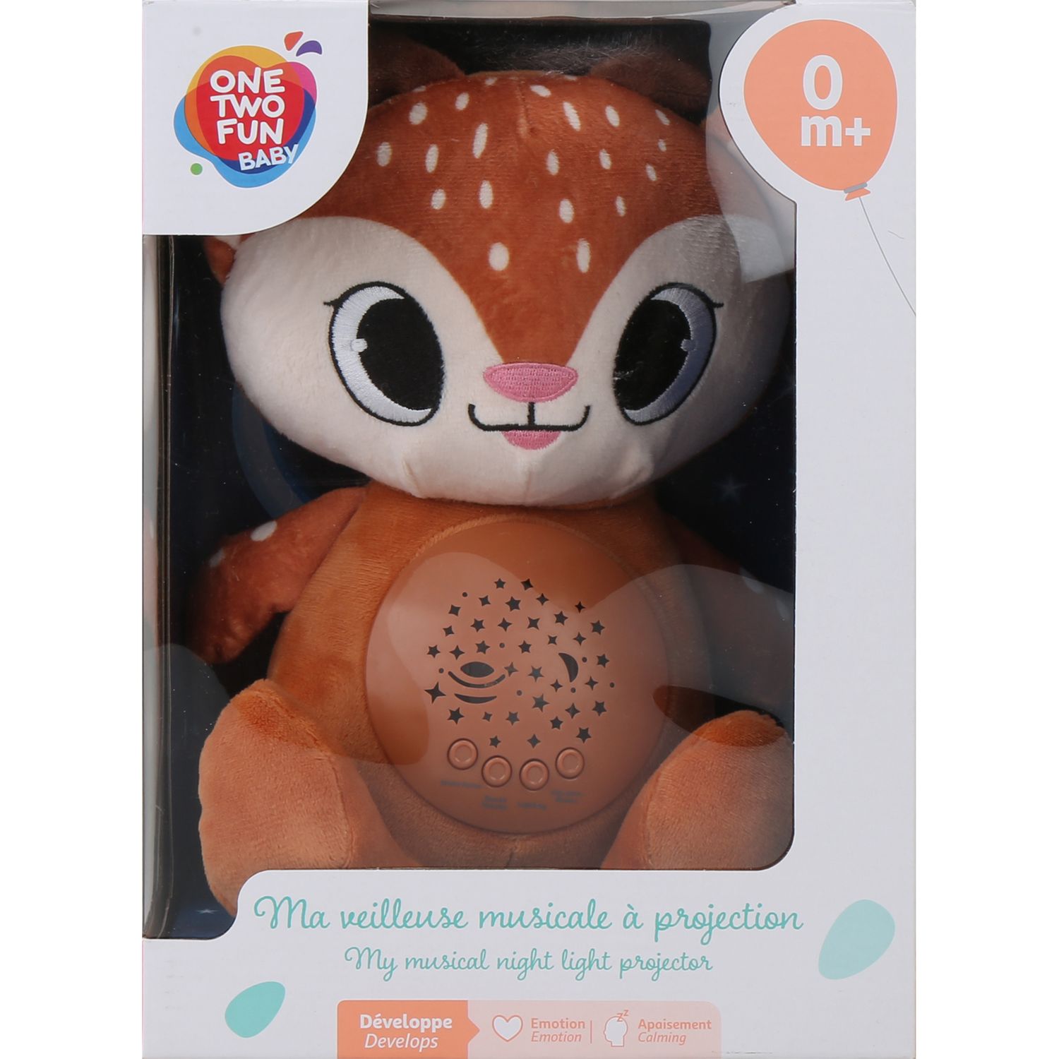Voir la diapositive 3 : ONE TWO FUN Peluche projecteur Nuit Animaux