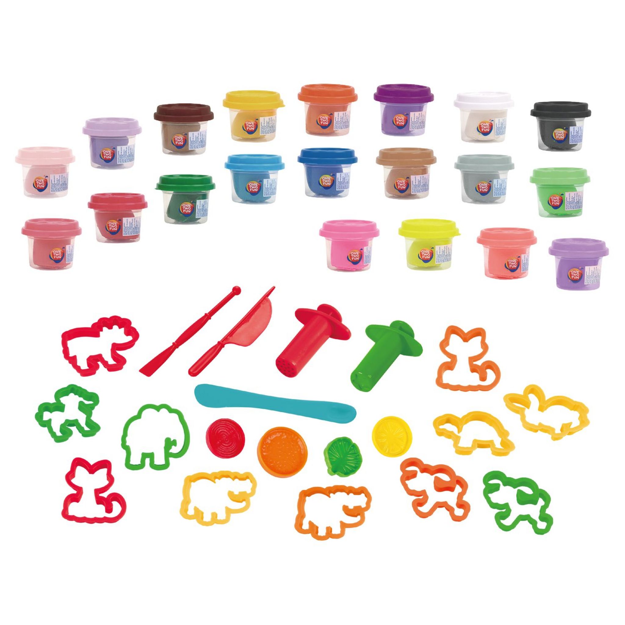 Voir la diapositive 2 : ONE TWO FUN Pack de 20 pots de Pâte à Modeler