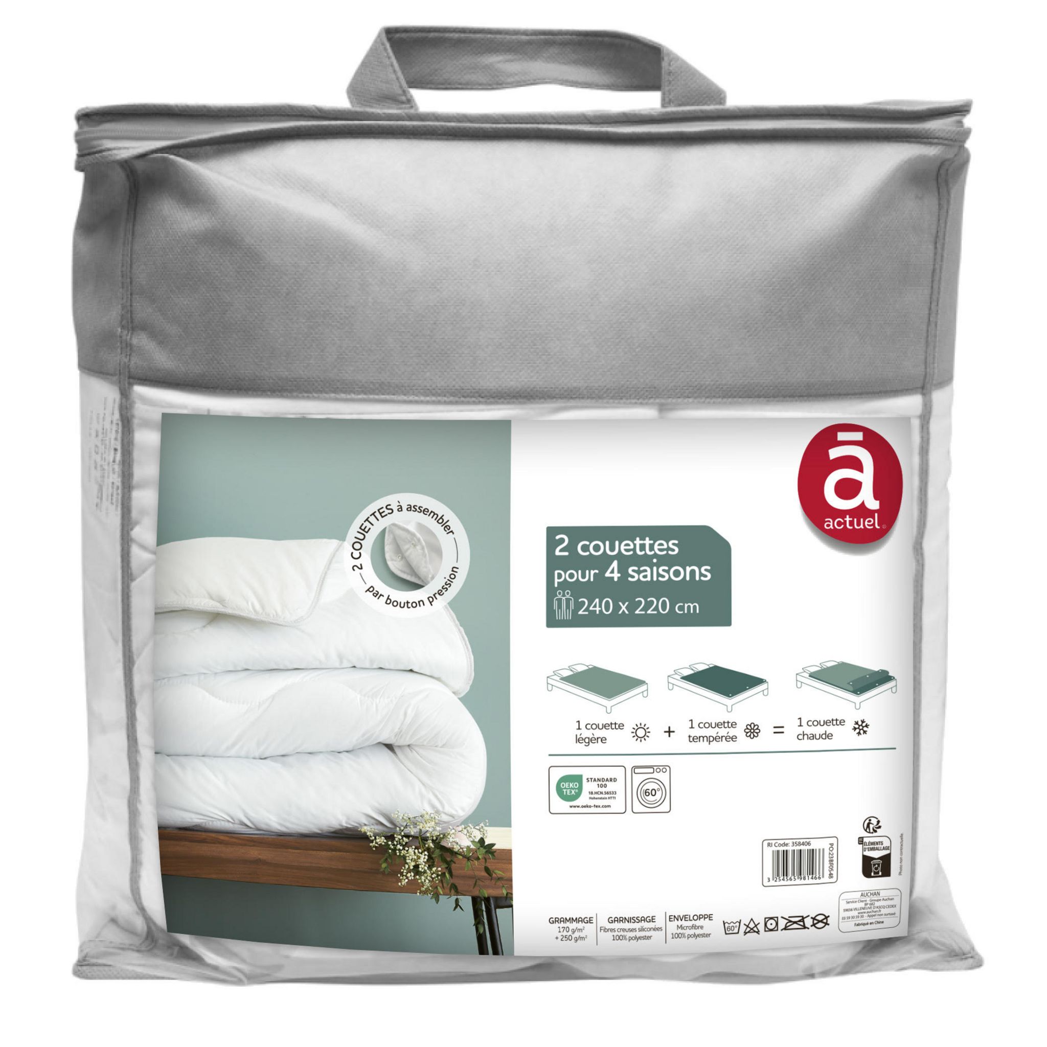 ACTUEL Couette 4 saisons en microfibre 170 + 250 g/m²
