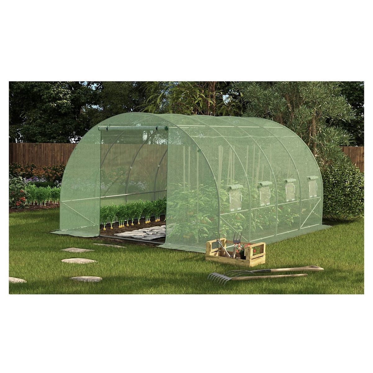 JARDIKT Serre tunnel 4 saisons - Vert - 12m²