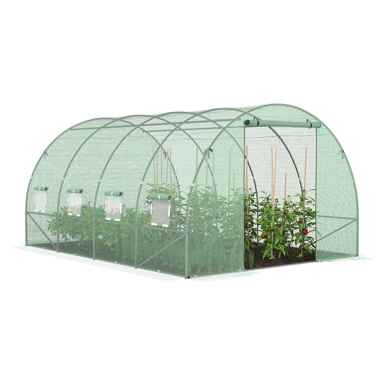 Voir la diapositive 2 : JARDIKT Serre tunnel 4 saisons - Vert - 12m²