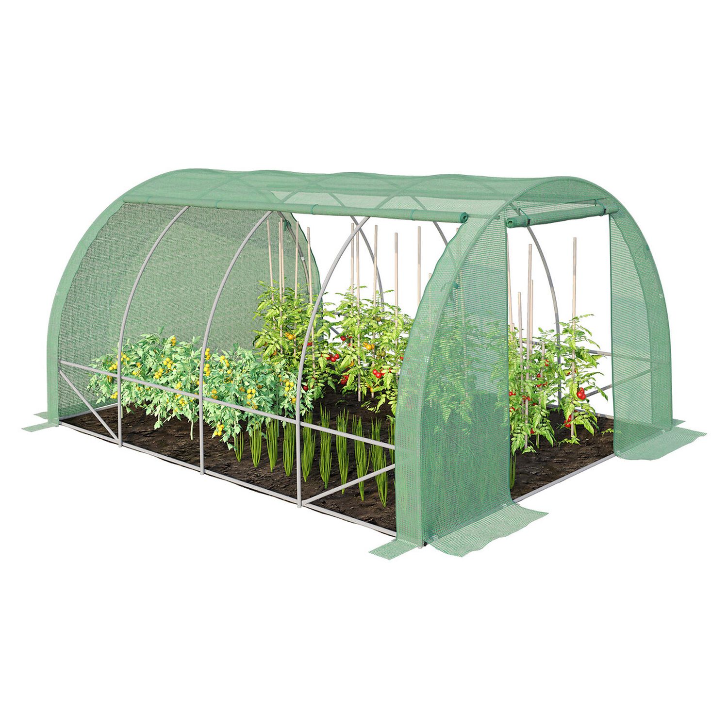 Voir la diapositive 2 : JARDIKT Serre tunnel 4 saisons - Vert - 12m²