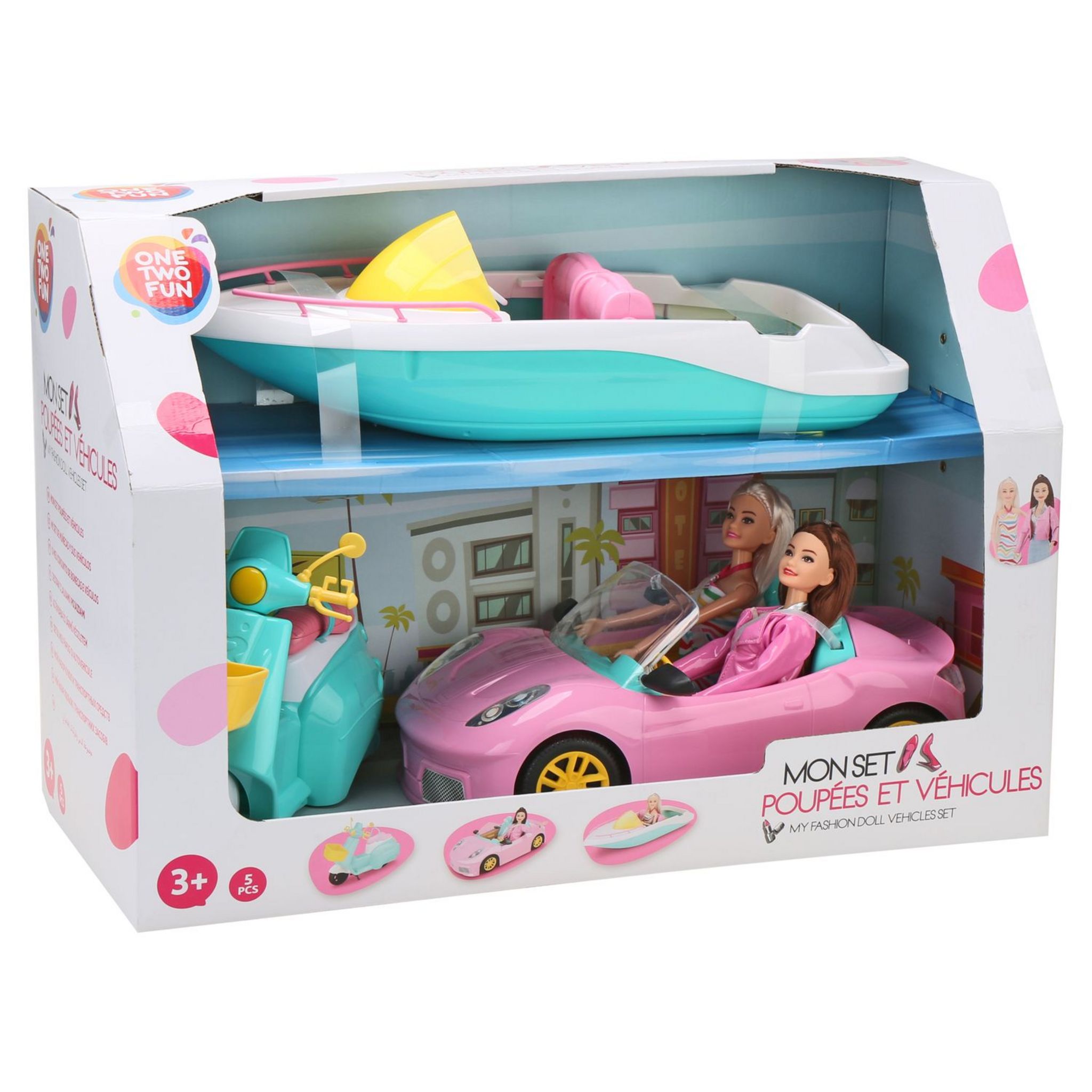Voir la diapositive 6 : ONE TWO FUN Set poupées et véhicules