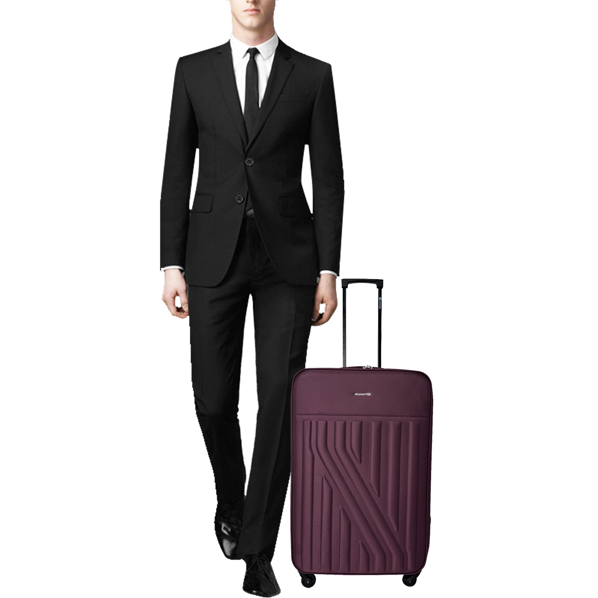 Voir la diapositive 3 : AIRPORT Valise souple 60 cm 4 roues RAIL - rouge bordeaux