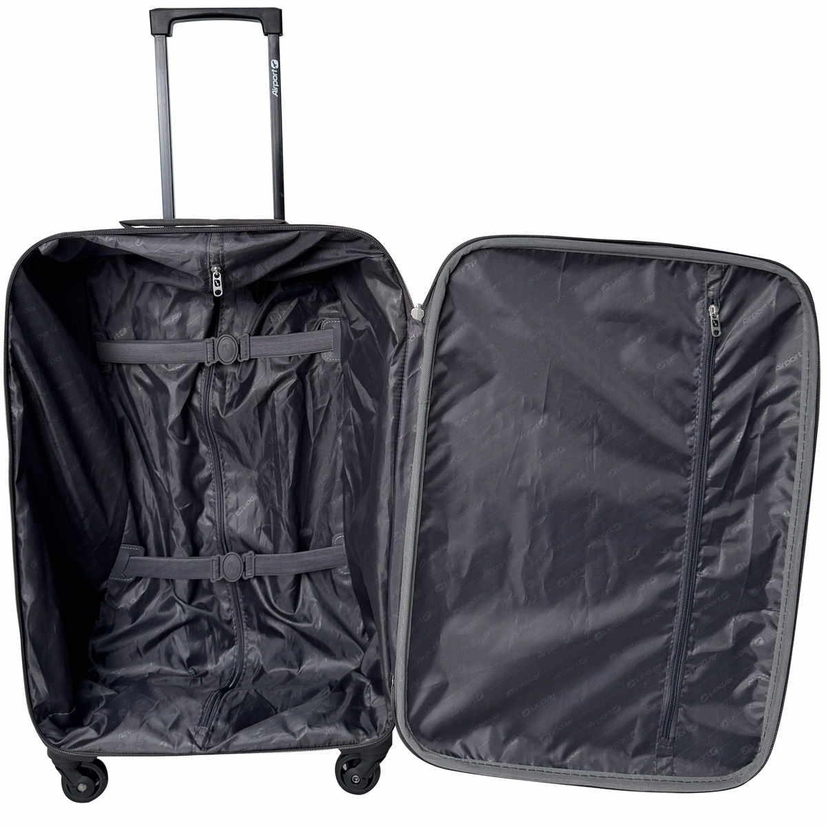 Voir la diapositive 3 : AIRPORT Grande Valise souple 70 cm 4 roues RAIL - rouge bordeaux