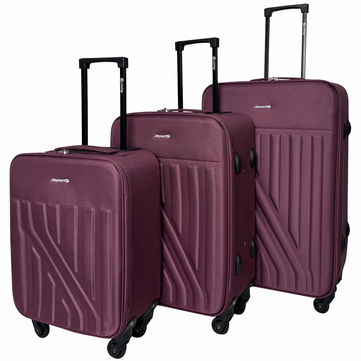 Voir la diapositive 4 : AIRPORT Grande Valise souple 70 cm 4 roues RAIL - rouge bordeaux