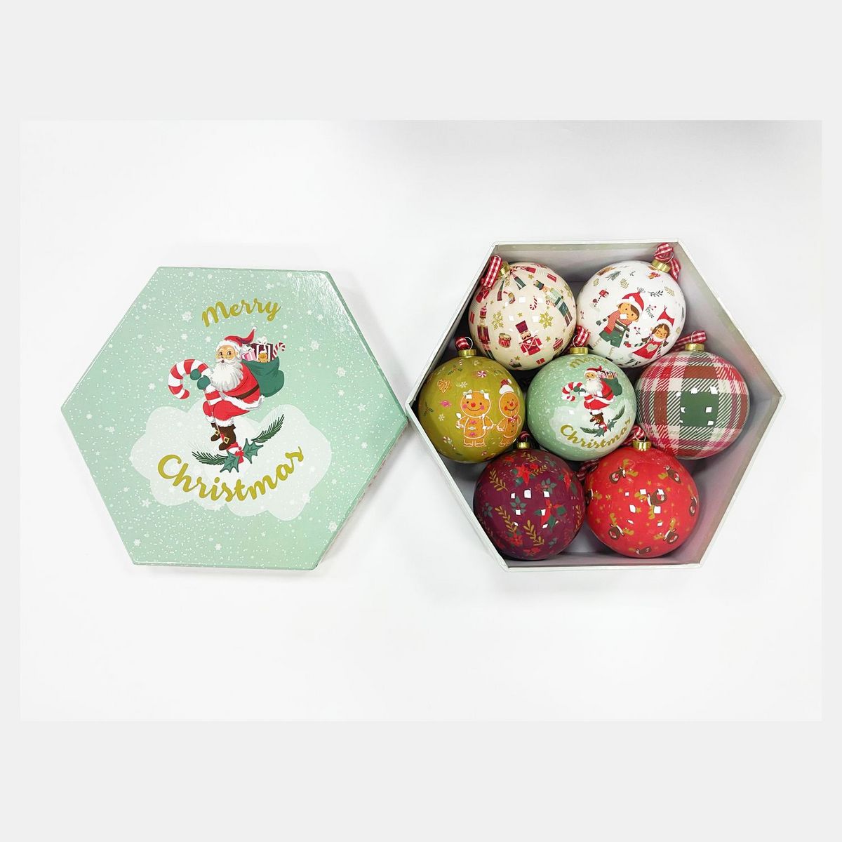 ACTUEL Lot de 7 boules de Noël en papier 7,5 cm Fête Foraine Enchantée