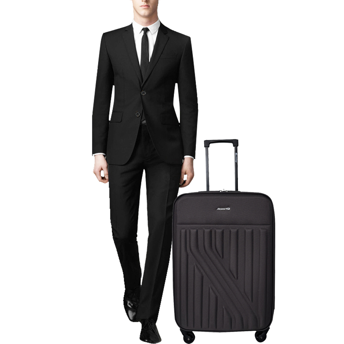 Voir la diapositive 2 : AIRPORT Grande Valise souple 70 cm 4 roues RAIL - marron