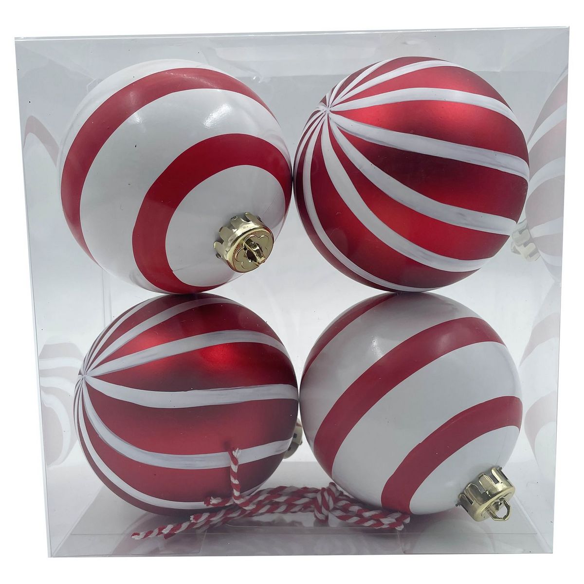 ACTUEL Lot de 4 boules de Noël en plastique ligne 8 cm