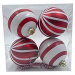 ACTUEL Lot de 4 boules de Noël en plastique ligne 8 cm