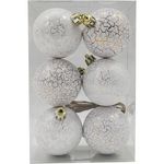 ACTUEL Lot de 6 boules de Noël en plastique craquée 6 cm