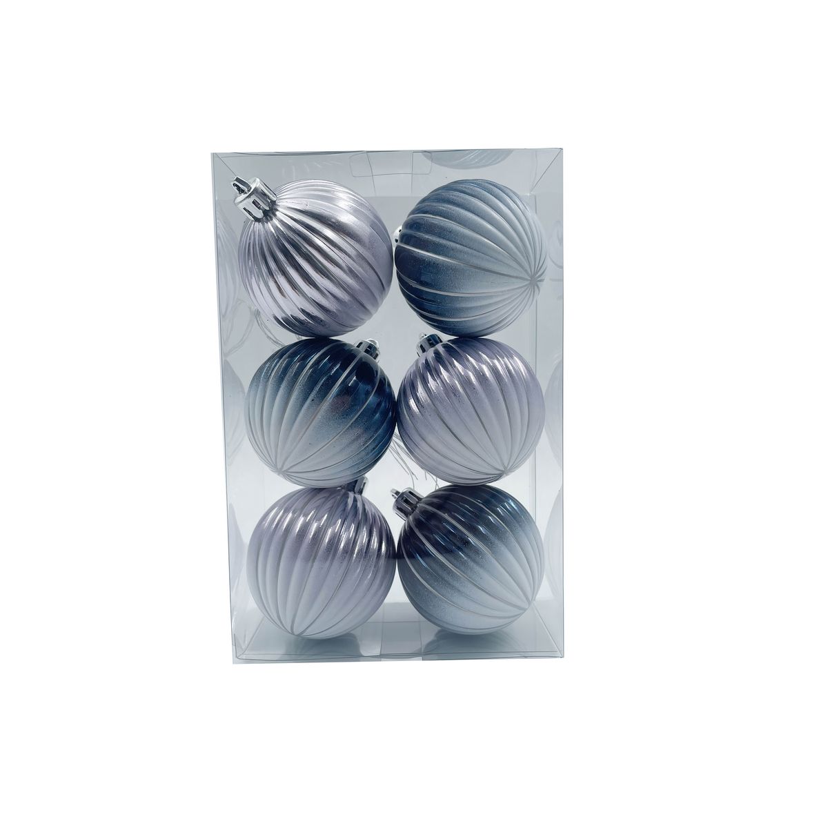 ACTUEL Lot de 6 boules de Noël en plastique relief 6 cm