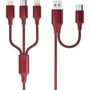 Voir la diapositive 3 : QILIVE Câble de charge Lightning/USB/USB C 1.2m - Rouge
