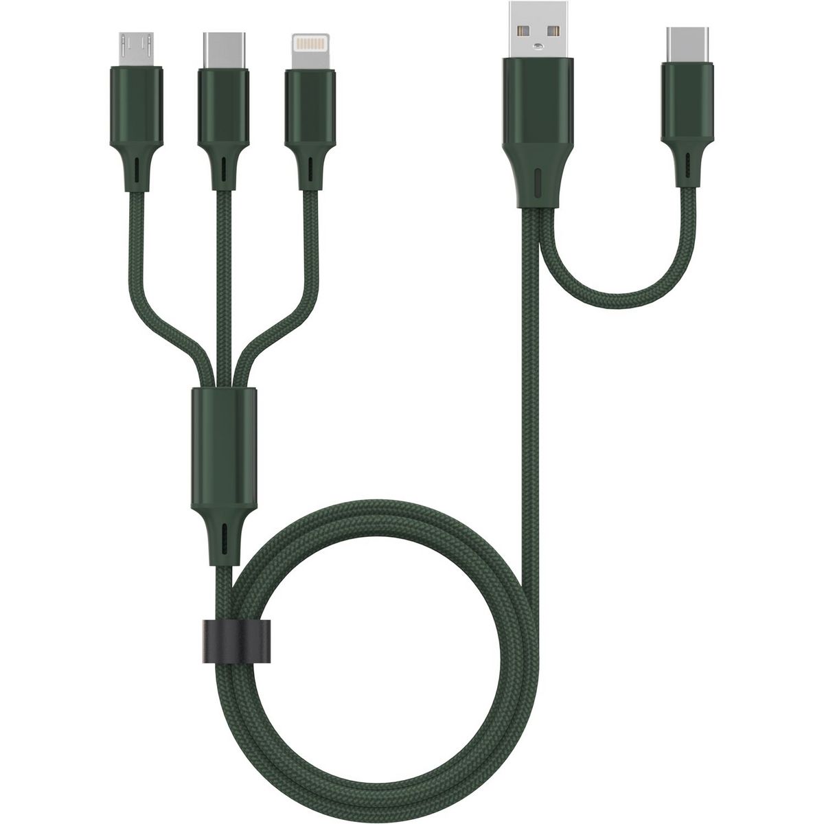 QILIVE Câble de charge Lightning/USB/USB C 1.2m - Vert