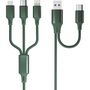 Voir la diapositive 2 : QILIVE Câble de charge Lightning/USB/USB C 1.2m - Vert