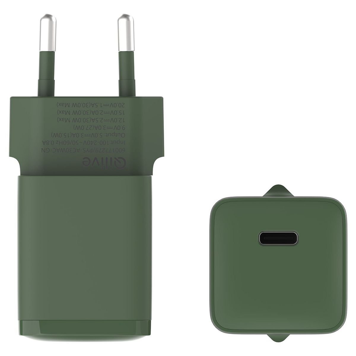 QILIVE Chargeur USB C 30W - Vert