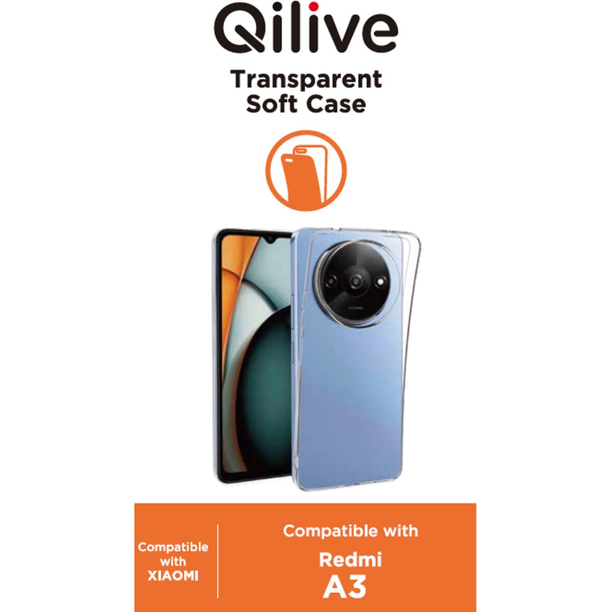Voir la diapositive 2 : QILIVE Coque pour Xiaomi Redmi A3 - Transparente