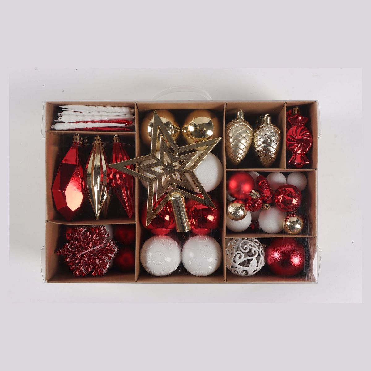 ACTUEL Lot de 128  décorations de Noël en plastique 8 cm - Fête Foraine Enchantée