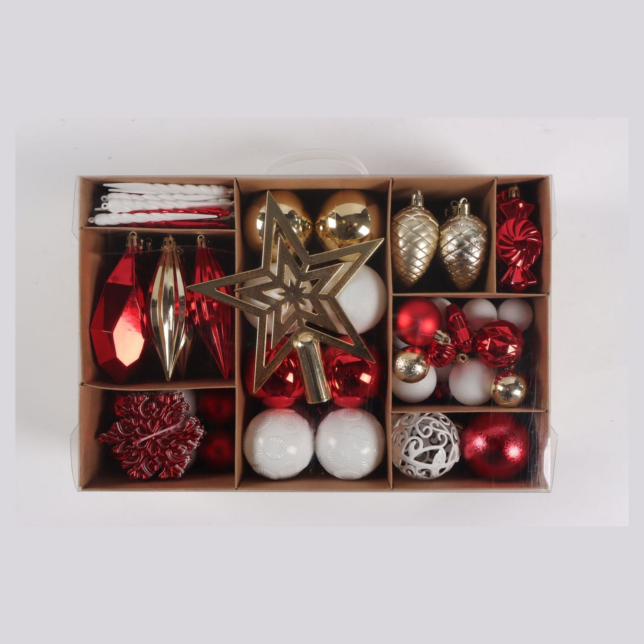 ACTUEL Lot de 128  décorations de Noël en plastique 8 cm - Fête Foraine Enchantée