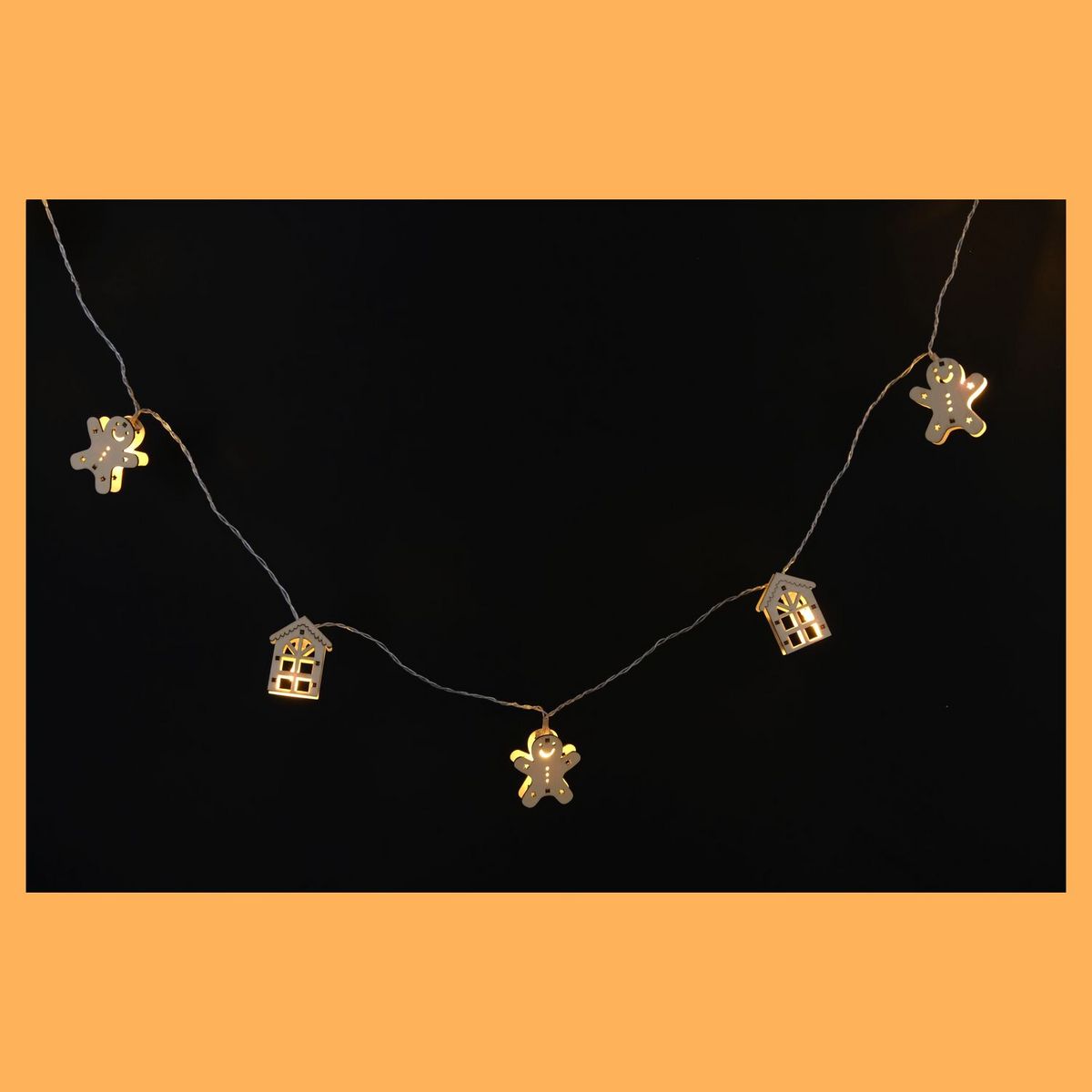 ACTUEL Guirlande 10 LED Blanc Chaud Pain d'Épices 2.1m