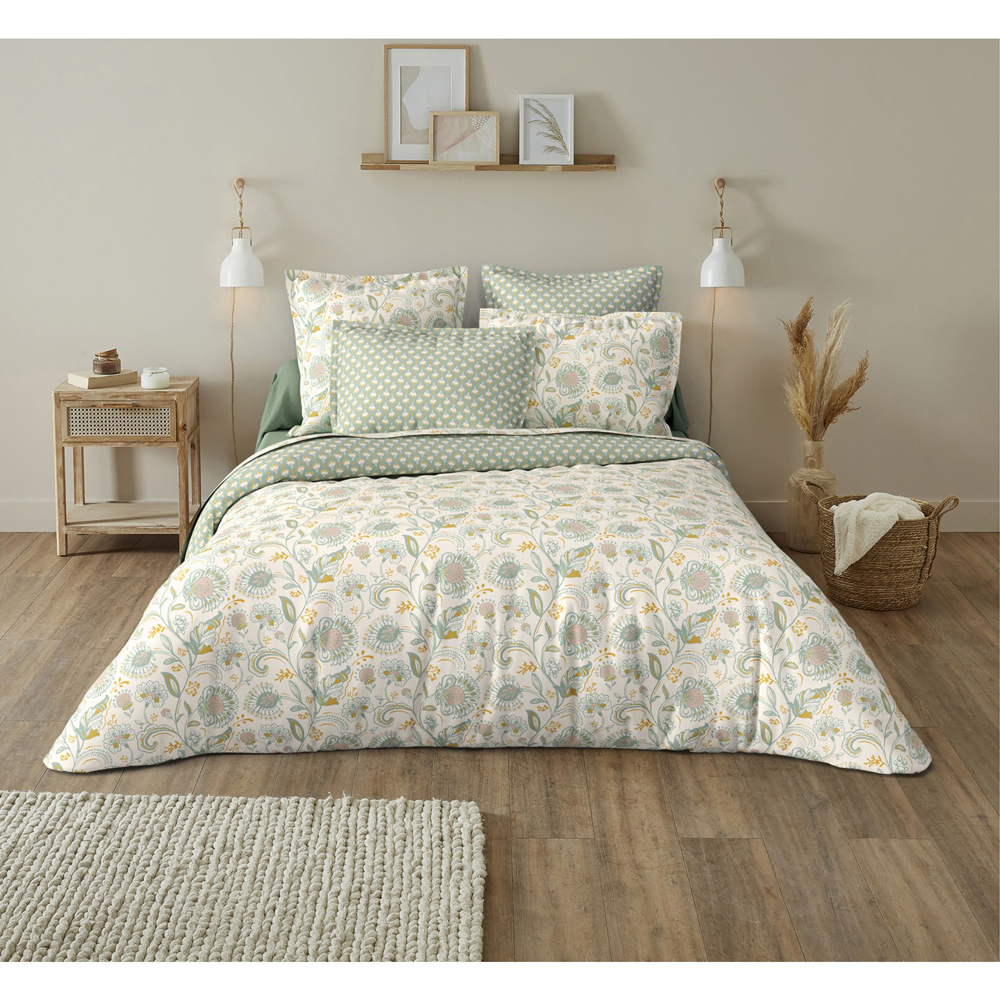 Drap housse en coton 52 fils imprimé IRIS