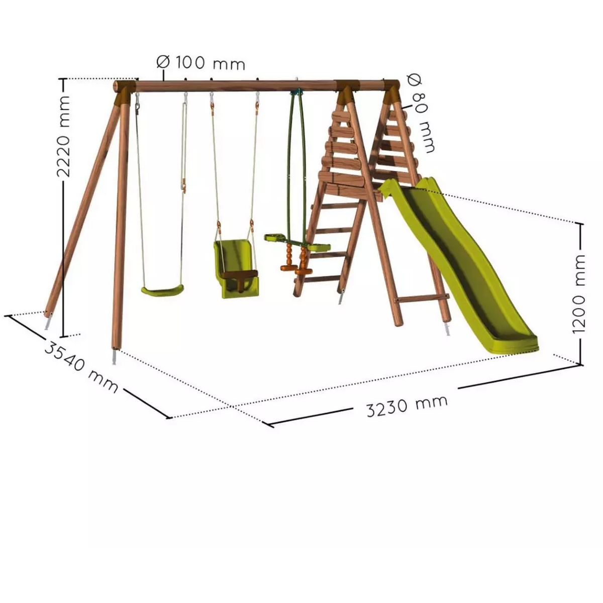 SOULET Portique balançoire avec toboggan - Bois - H2,20m -TULIPE