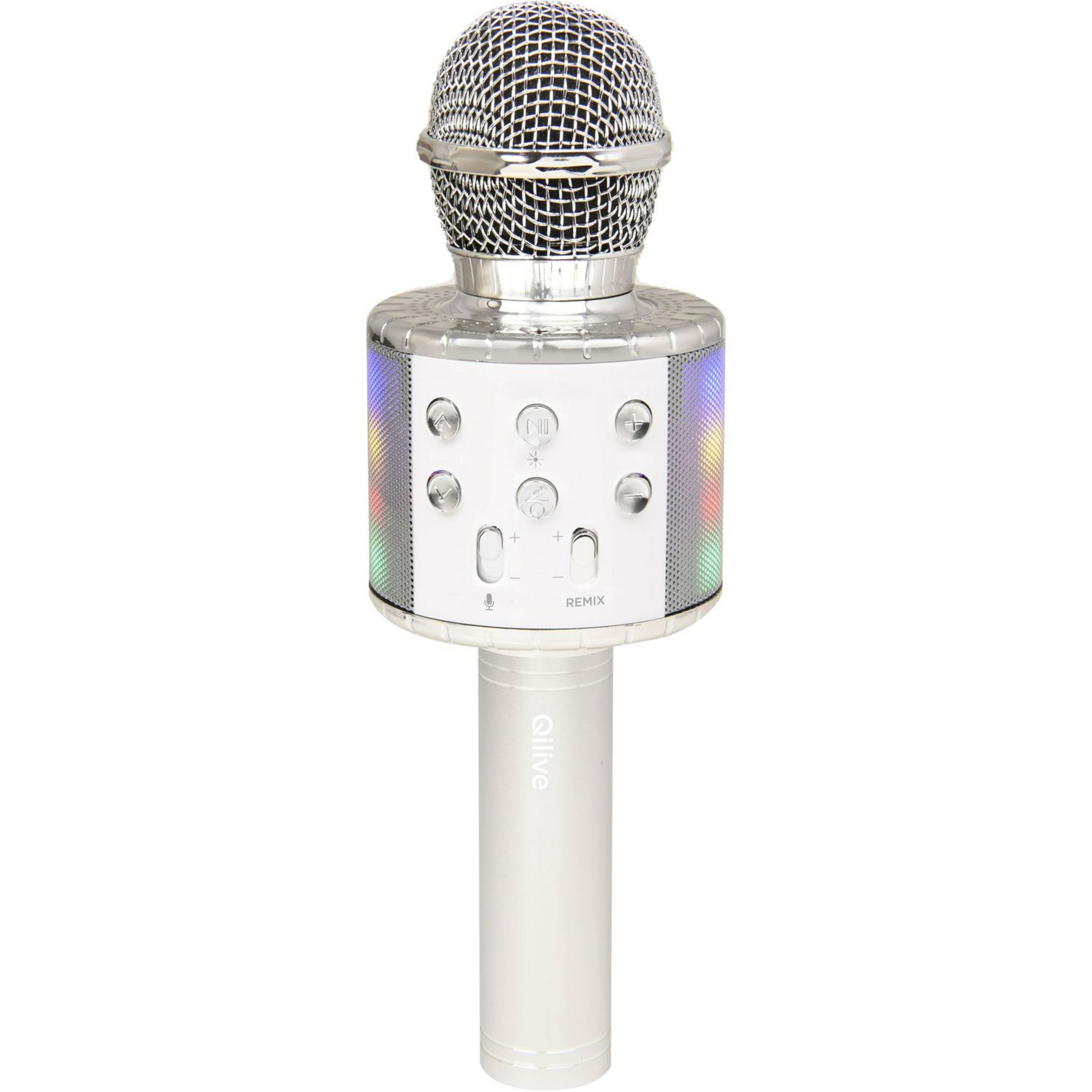 Voir la diapositive 2 : QILIVE Micro Karaoké Bluetooth LED Q1191 - Silver