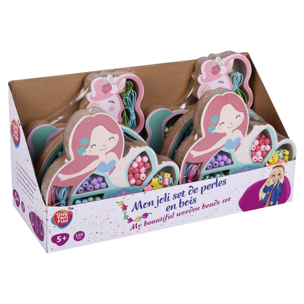 ONE TWO FUN Mon Joli set de perles en bois
