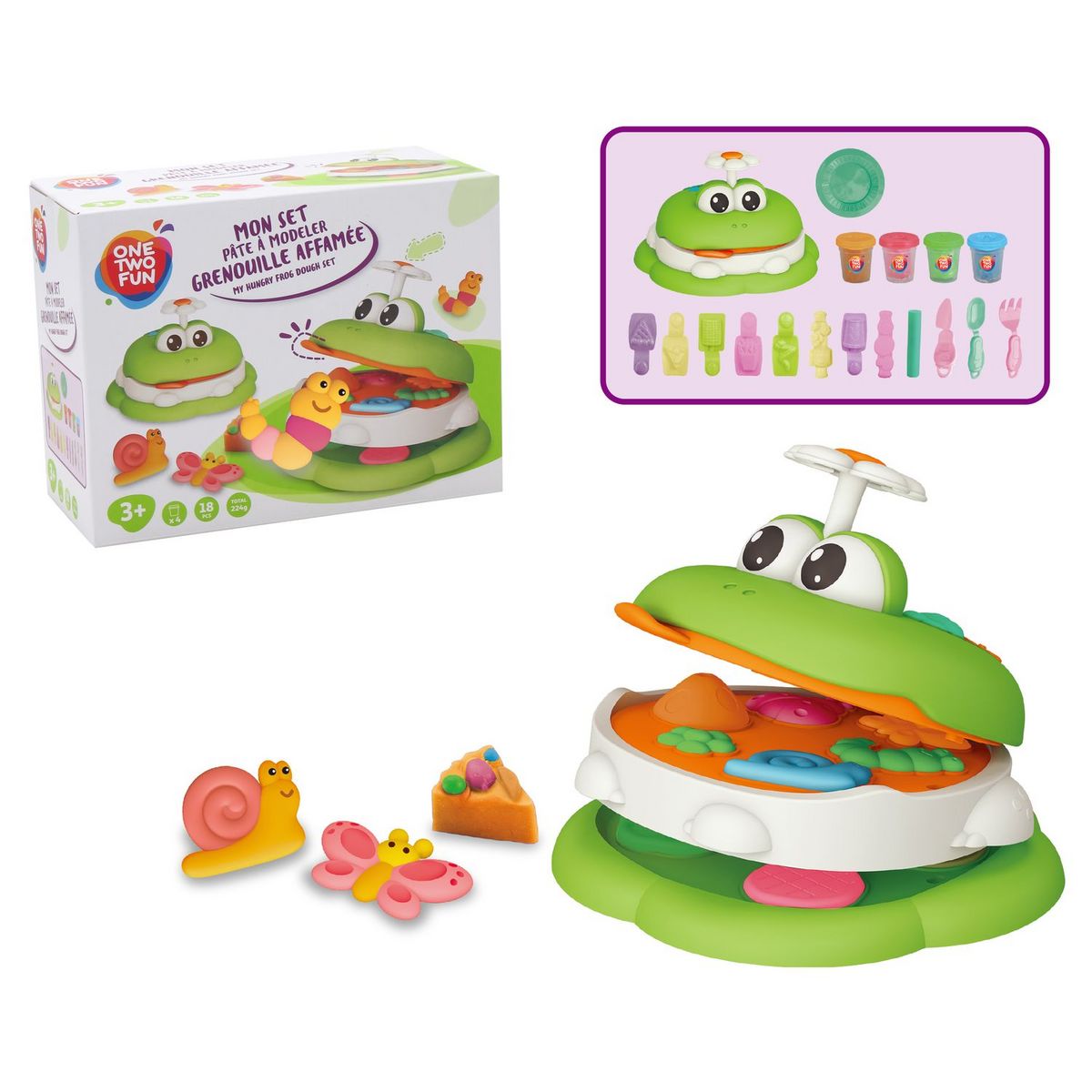 ONE TWO FUN Coffret Mon Set pâte à modeler grenouille affamé