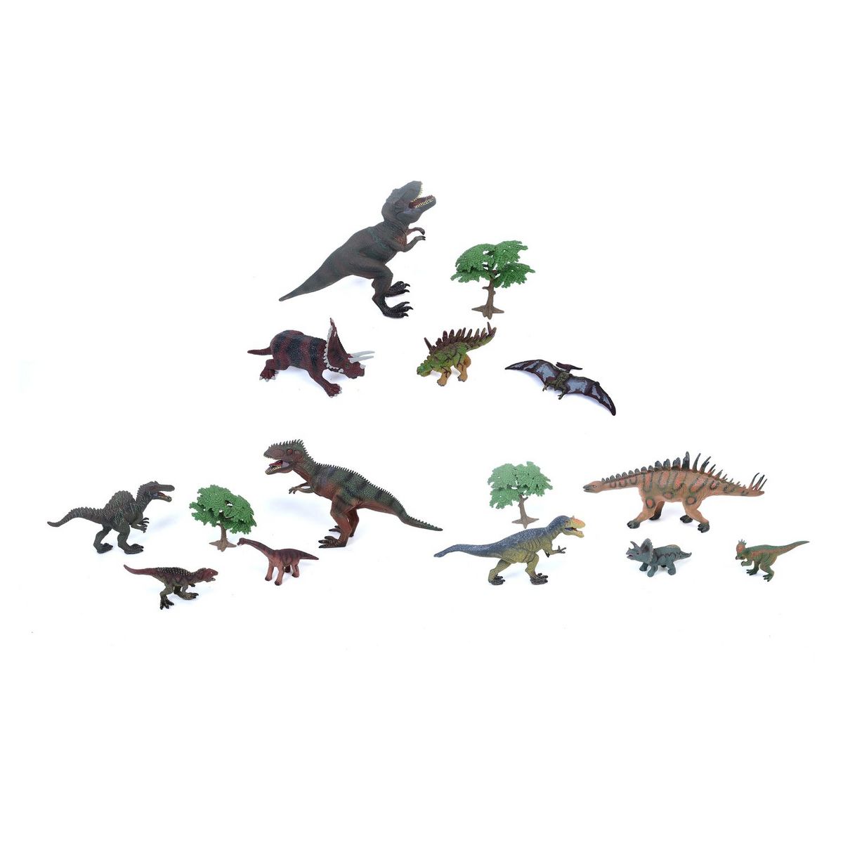 ONE TWO FUN Pack de 4 Dinos + arbres