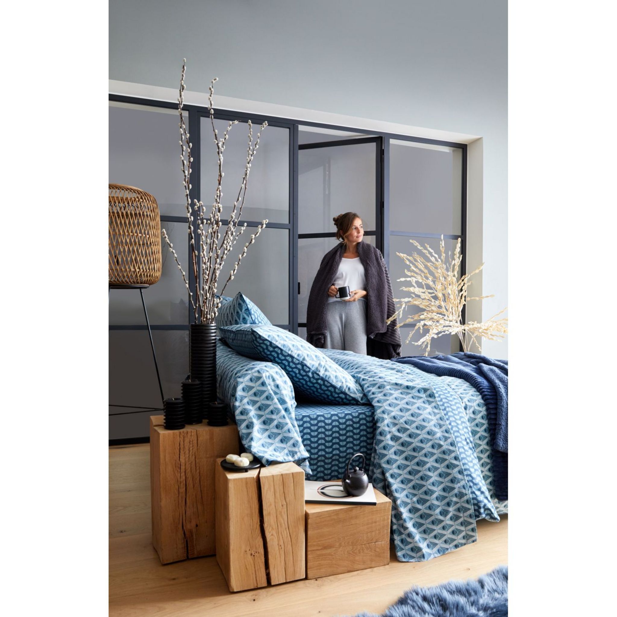 Voir la diapositive 2 : ACTUEL Housse de couette en coton imprimé 57 fils SAPHIRE