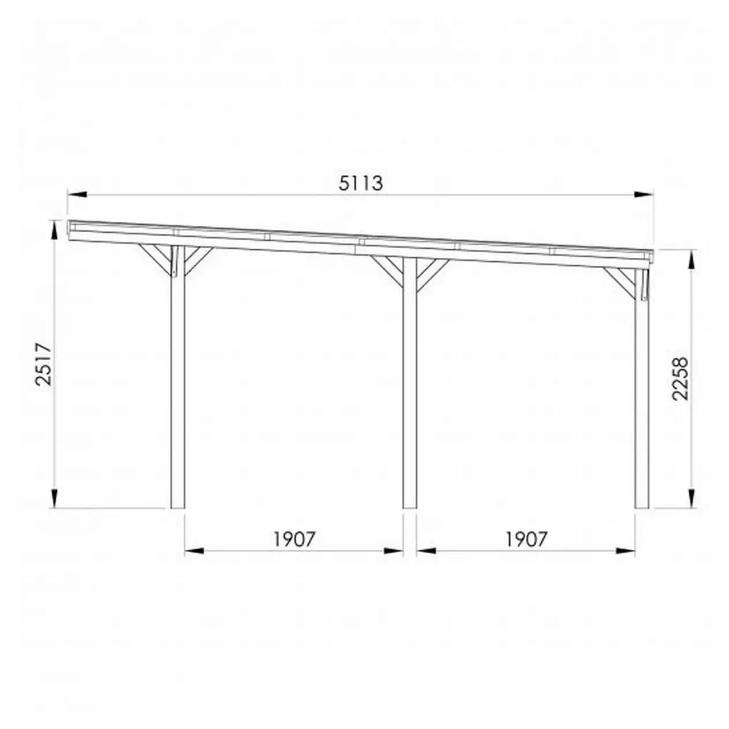Voir la diapositive 2 : CERLAND Carport adossé toit plat - Bois traité autoclave - 15,6 m² - VICTOR