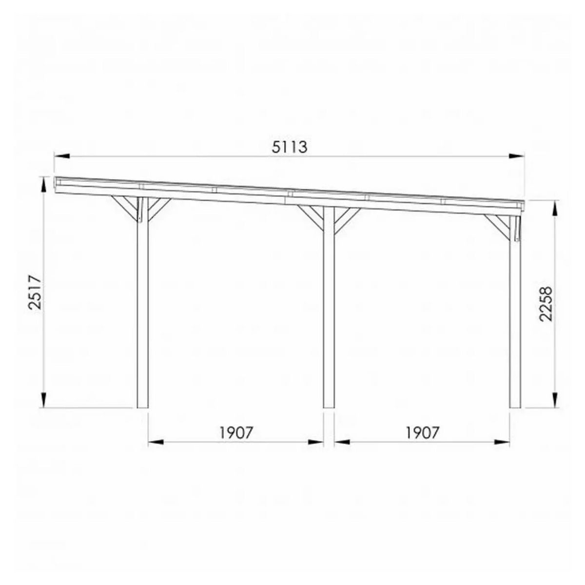CERLAND Carport adossé toit plat - Bois traité autoclave - 15,6 m² - VICTOR