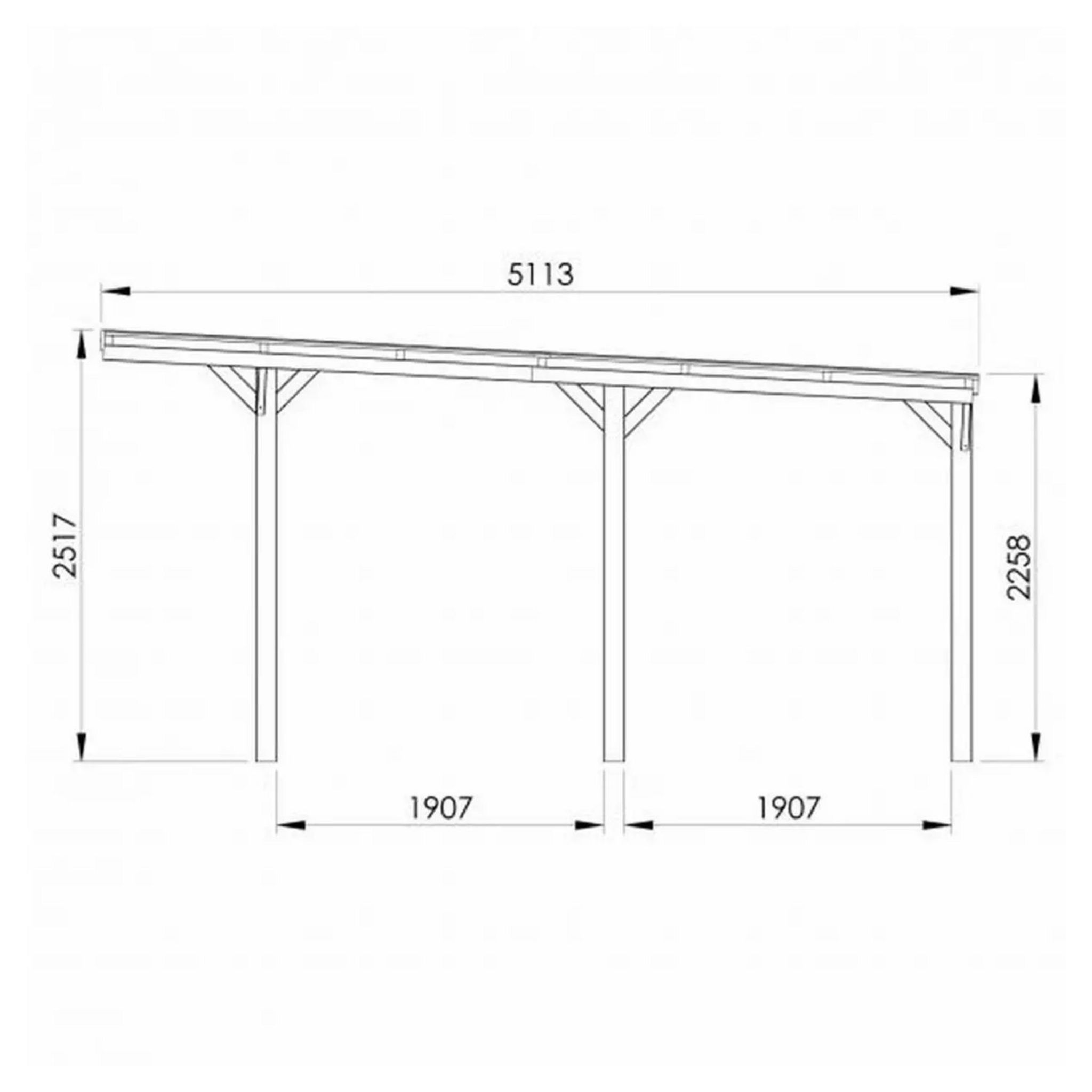 Voir la diapositive 2 : CERLAND Carport adossé toit plat - Bois traité autoclave - 15,6 m² - VICTOR