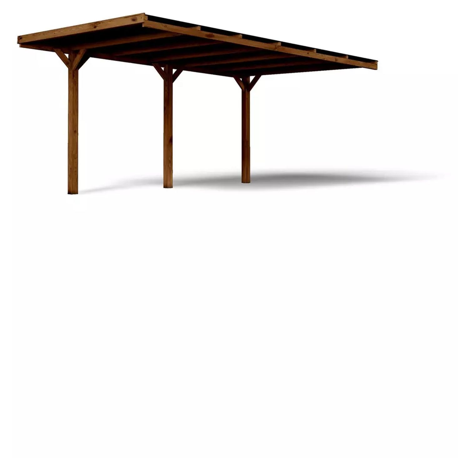 Voir la diapositive 4 : CERLAND Carport adossé toit plat - Bois traité autoclave - 15,6 m² - VICTOR