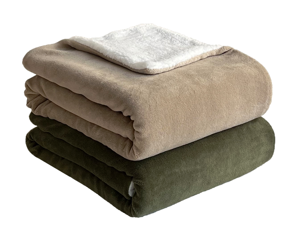 Voir la diapositive 2 : ACTUEL Couverture unie double face corral/sherpa