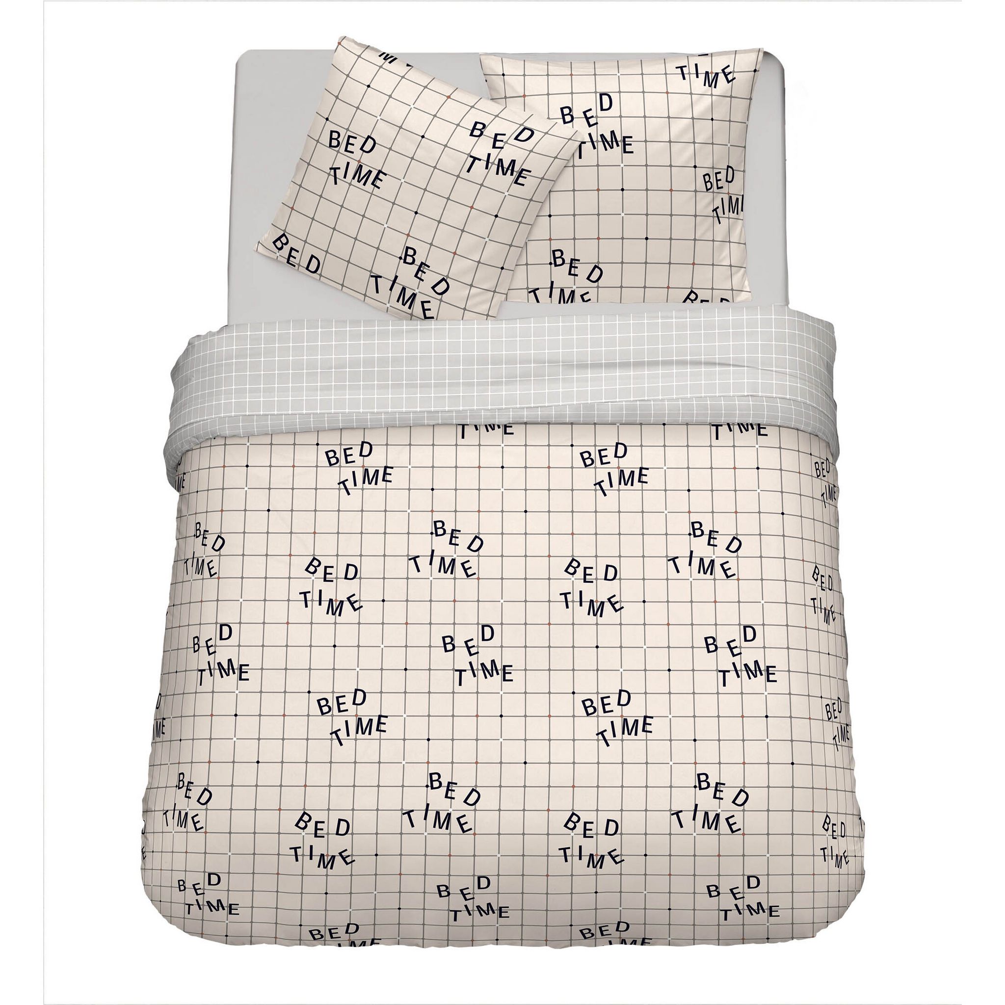 Voir la diapositive 2 : Parure housse de couette en polycoton 49 fils imprimé JOY