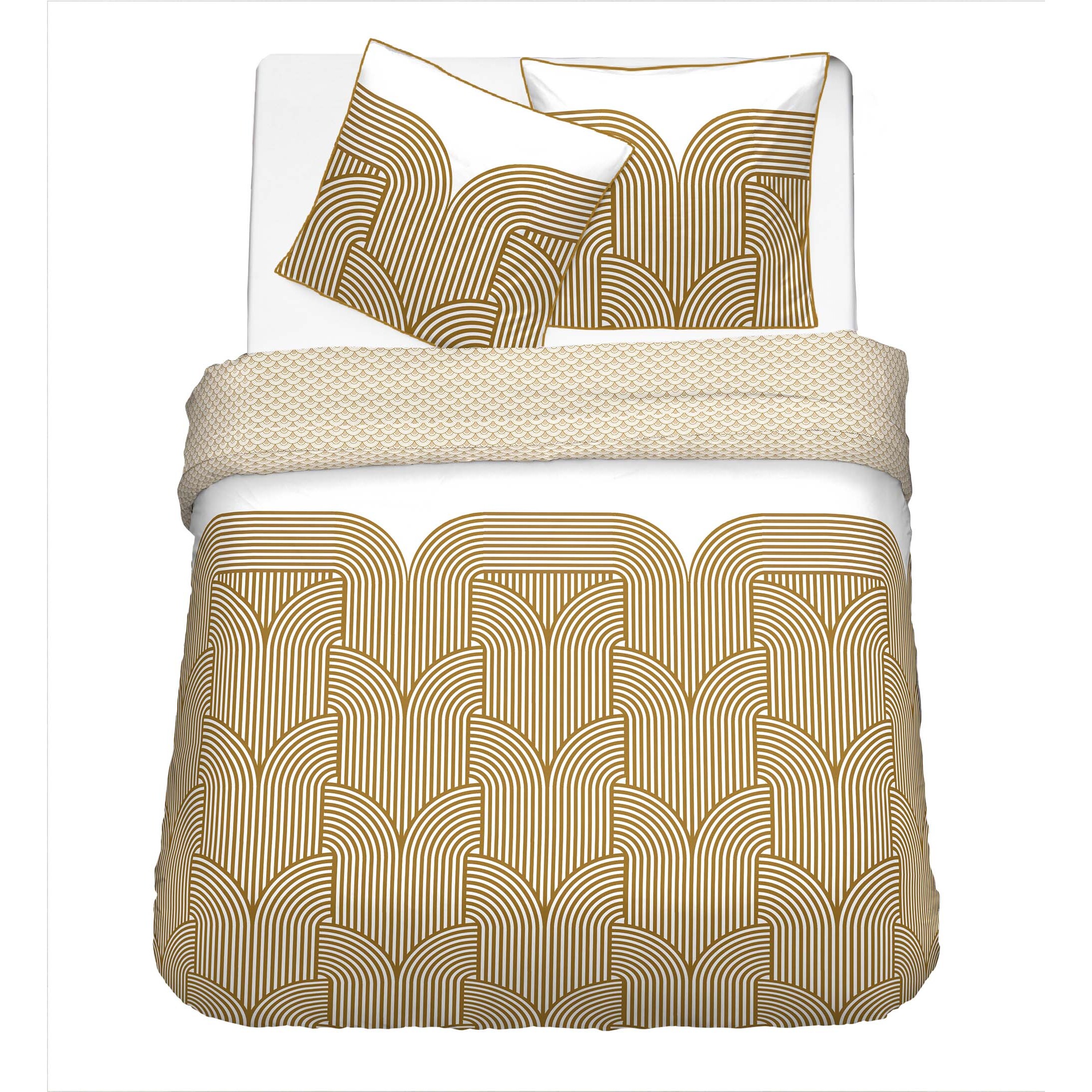 Voir la diapositive 2 : Parure housse de couette en coton 57 fils imprimé GABY