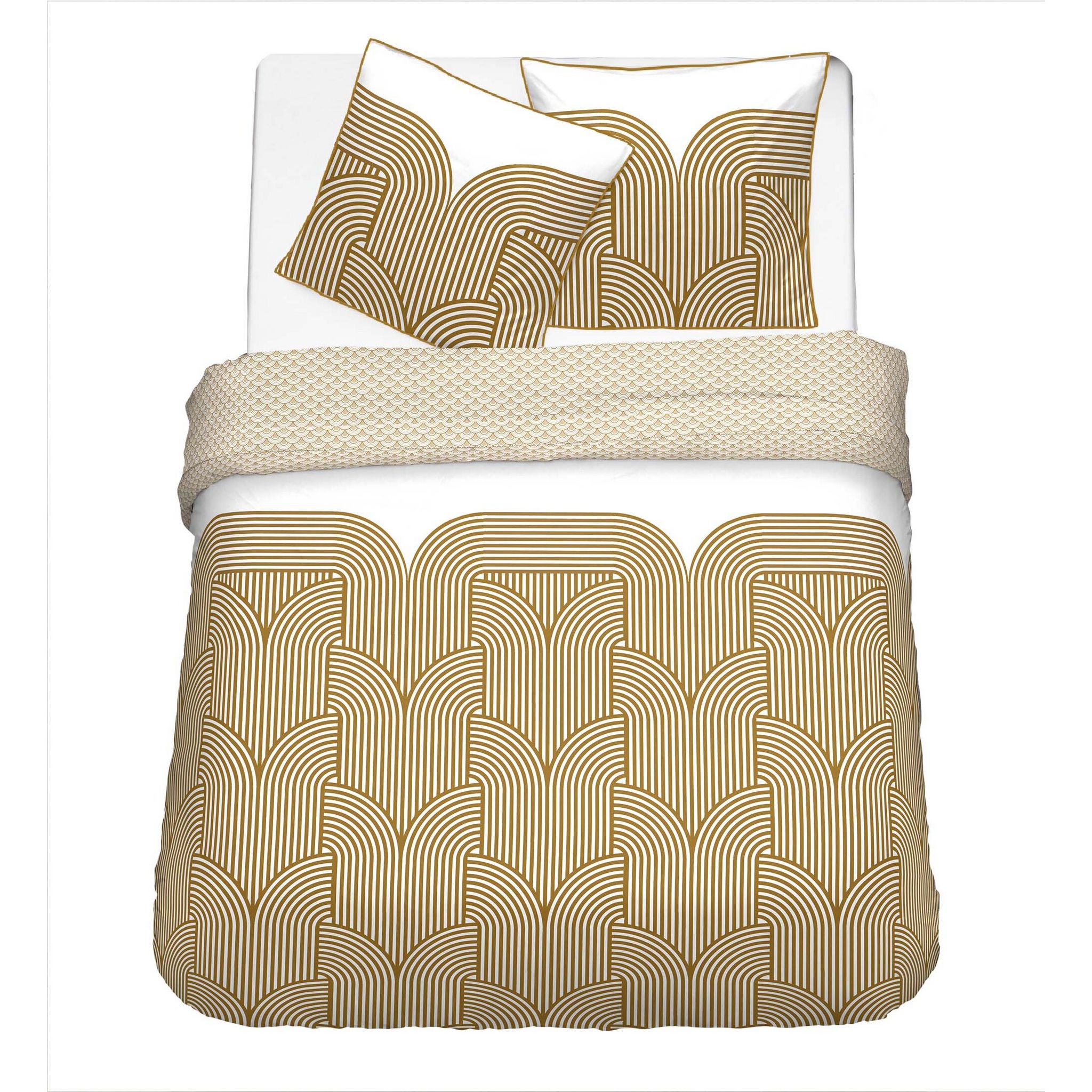 Voir la diapositive 2 : Parure housse de couette en coton 57 fils imprimé GABY