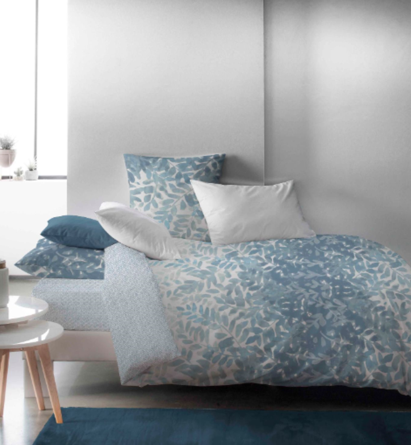 Voir la diapositive 2 : ACTUEL Parure housse de couette en percale de coton 70 fils NICE